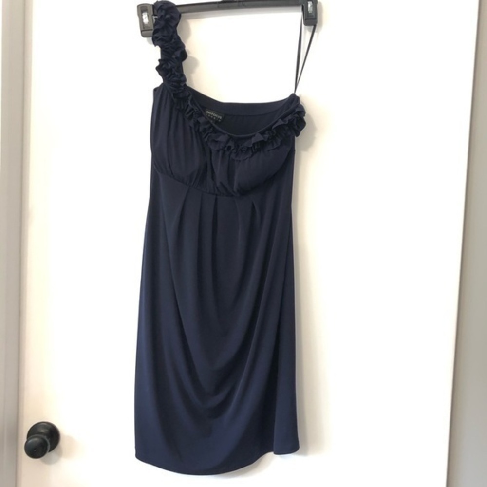 Enfocus Studio Navy One Shoulder Cocktail Dress